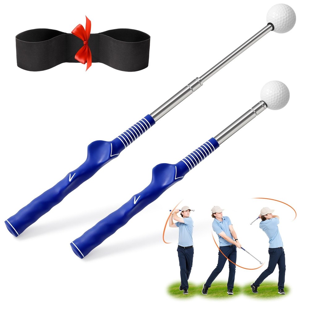 Retractable Golf Swing Training Aid, Right-Handed Golf Swing Trainer with Cli...