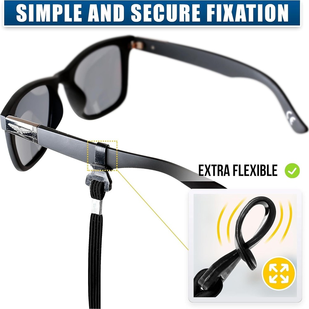 Comfortable and Secure Sunglasses Strap - Adjustable for All Neck Sizes - 4 Pack