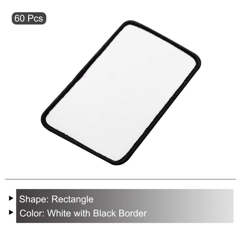 60pcs Sublimation Patch Blank Rectangle White with Black Border