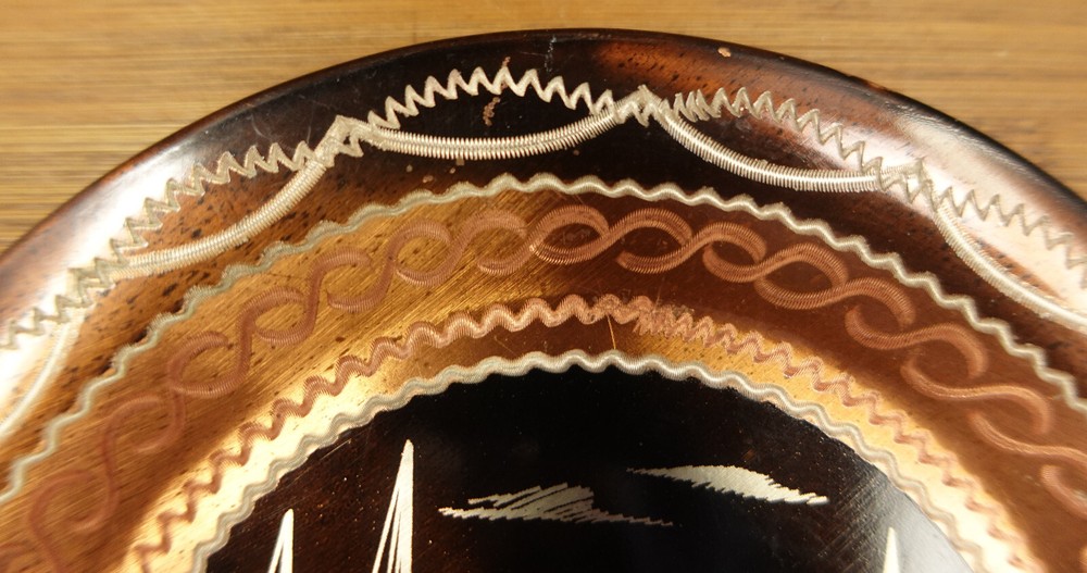 2 Decorative Etched Copper Wall Plates 7 3/8''