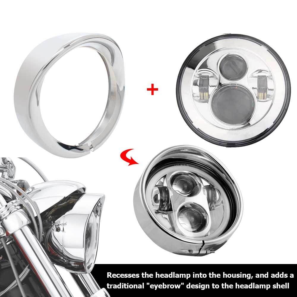 Chrome 7" Headlight Trim Light Ring Visor Bezel for Harley CVO Road King Softail