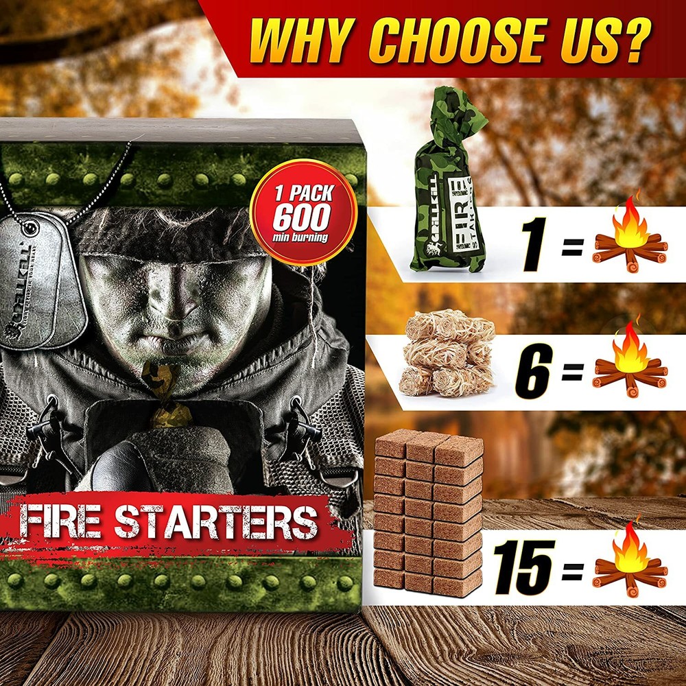 40 pieces 600+ Minute Burning Fire Starter Big Pack Waterproof NEW