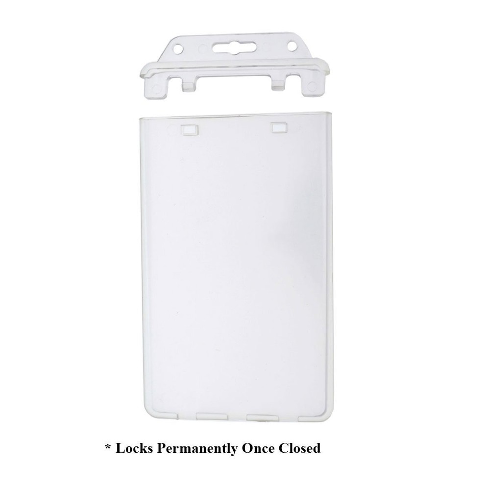 Specialist ID Permanent Locking Hard Plastic Badge Holder - Clear & Vertical