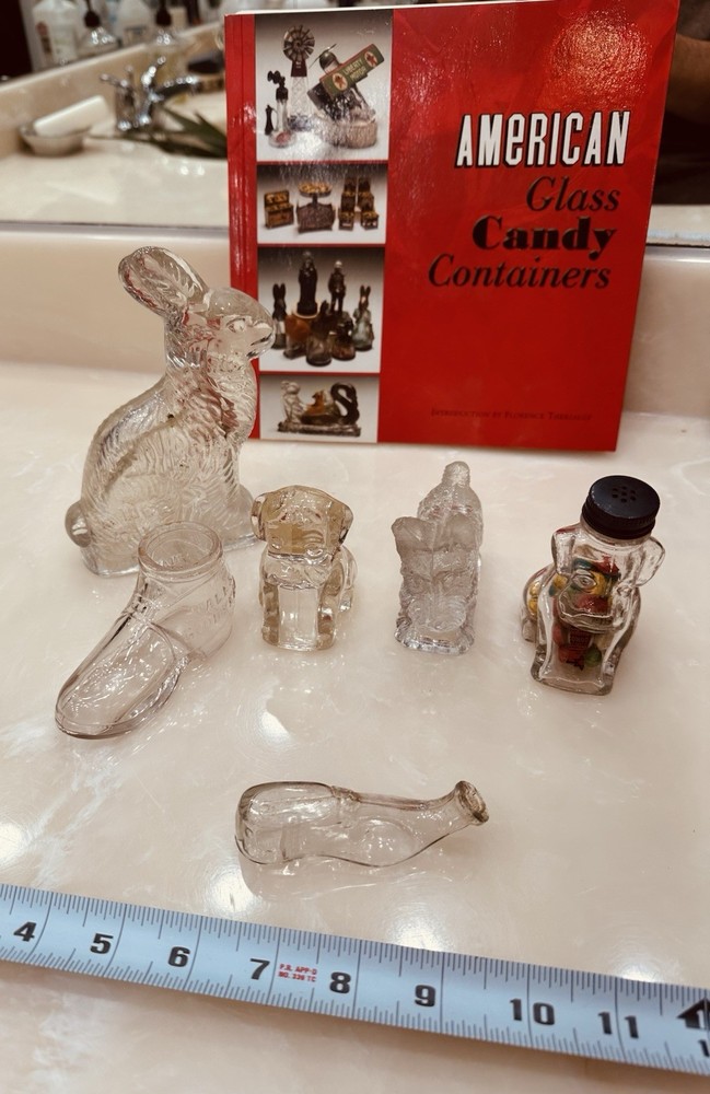 Glass Candy Containers And Book