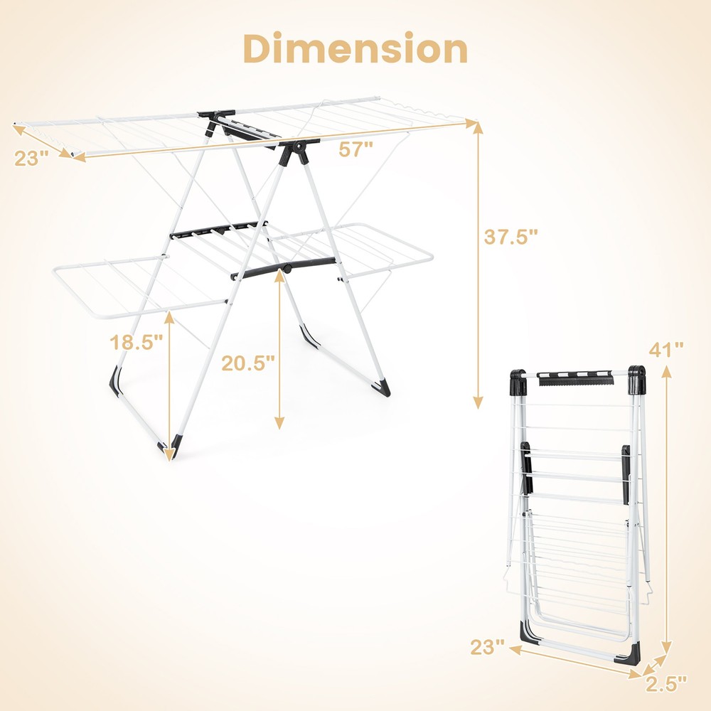 Folding Clothes Drying Rack 2-Tier Metal Laundry Drying Rack Laundry Drying Rack