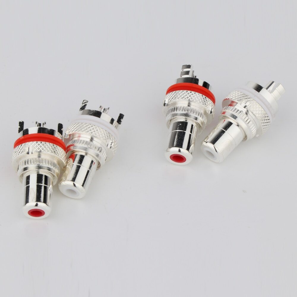 8pcs Silver Plated RCA Socket Phono Chassis Panel RCA Jack Female Connector