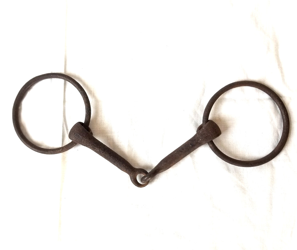 Vintage 6” O Ring Snaffle Horse Pony Bridle Bit Primitive Solid Iron Forged
