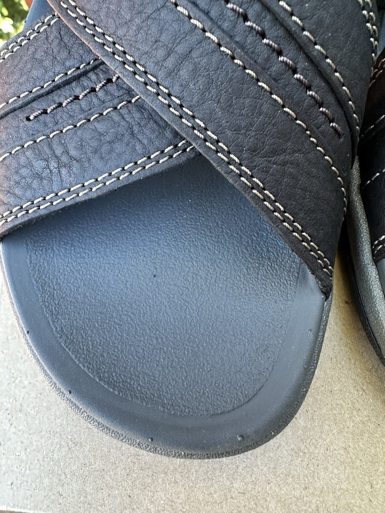 Clarks brixby cross black leather men's sandals size 8