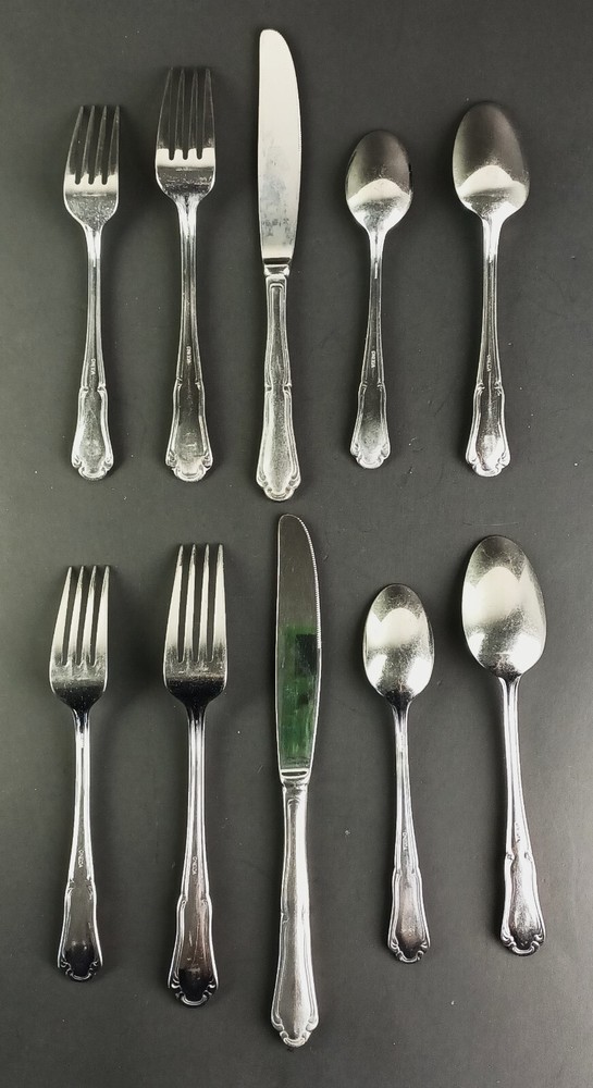 Oneida Claudia Stainless Flatware 2 Sets of 5 Pcs Scroll Edge Glossy Replacement