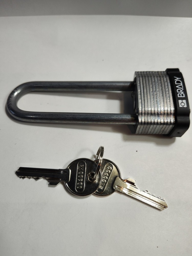 Brady 123265 Keyed Padlock, Extended, Rectangular Reinforced Steel Body,