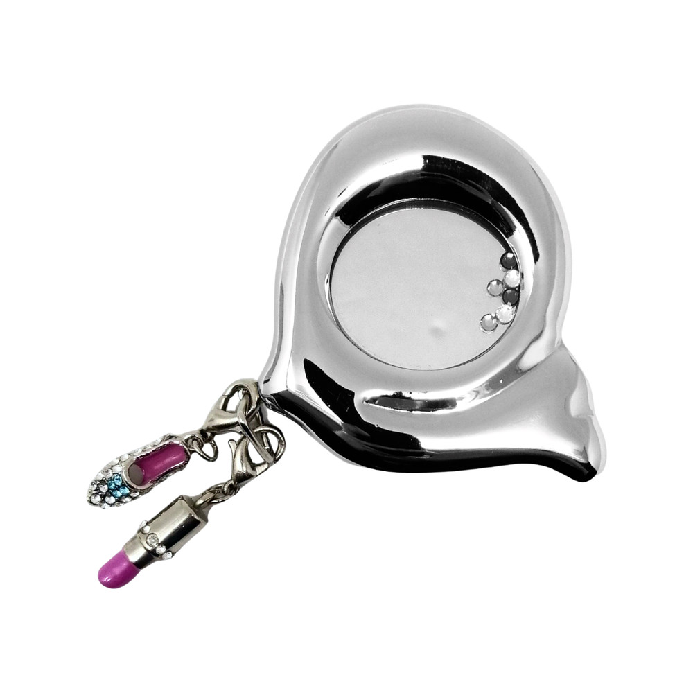 RUCCI | 1X Regular Silver Snail Charm Compact Mirror (2.25 x 2.5 in)