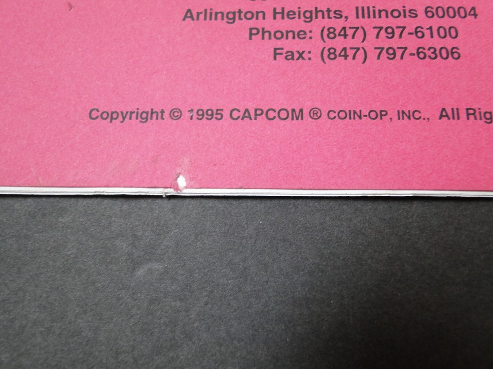 Vintage 1995 Capcom - Marvel Super Heroes Arcade Operators Manual