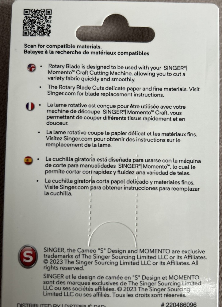 Singer Momento Rotary Blade Replacement 2pk