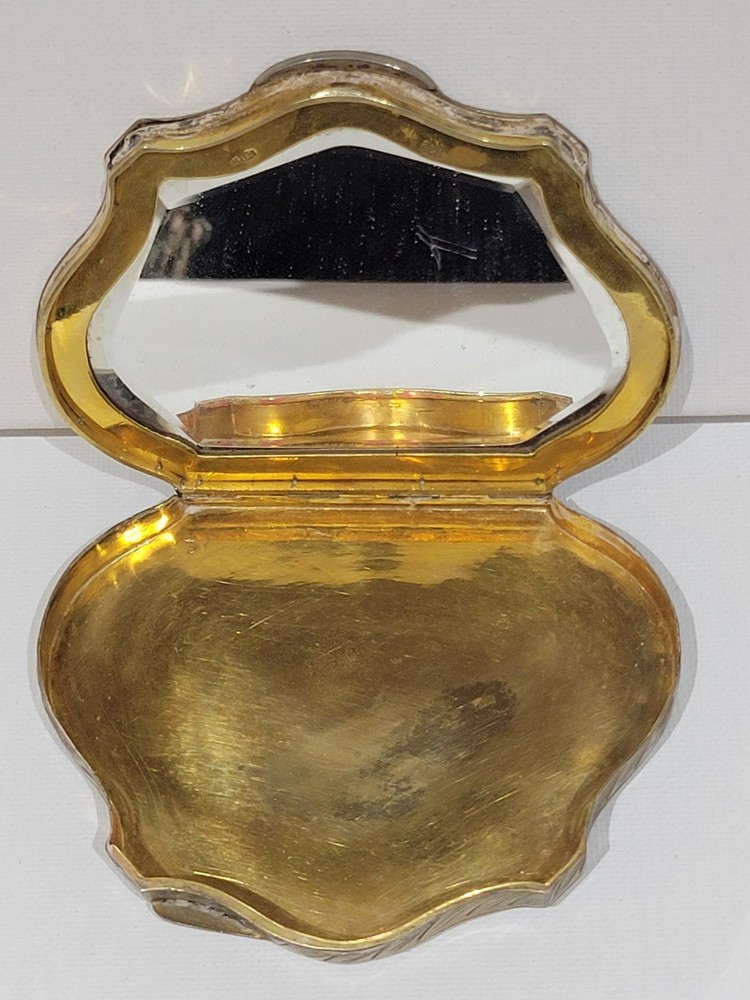 Italian 800 Silver Gilded Enamel Hand Painted Compact Circa 1900