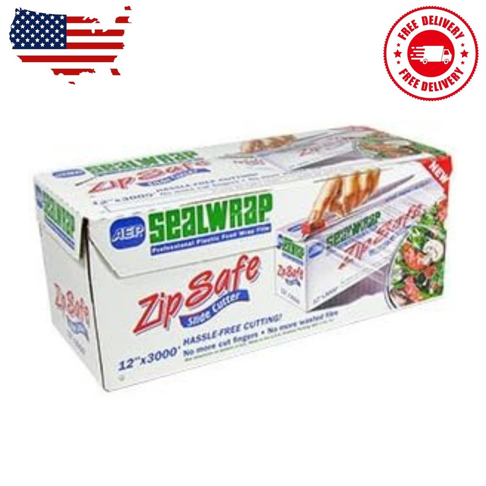 Zipsafe Plastic Wrap, 12" Wide by 3000' Length, PVC, Clear
