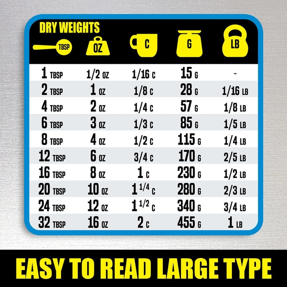 Kitchen Measurement Conversion Chart Magnet - Extra Large Easy to Read Magnet...