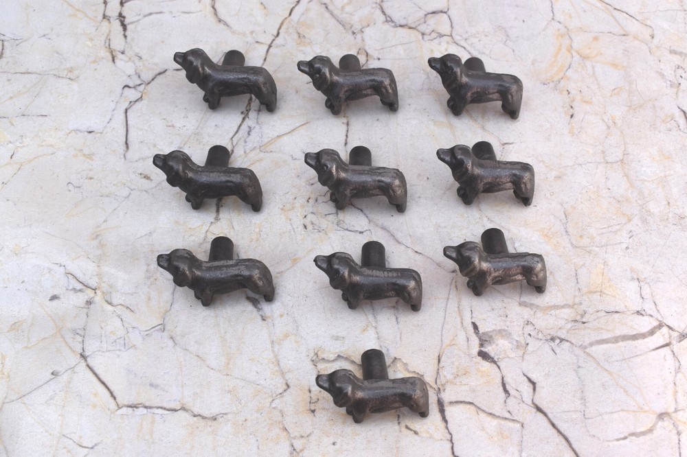 Vintage Dog Shape cast iron cabinet drawer door Gate knobs handles pull 10pcs
