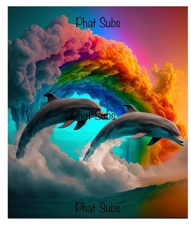 Sublimation Print Rainbow Dolphins Ready Press Heat Transfer