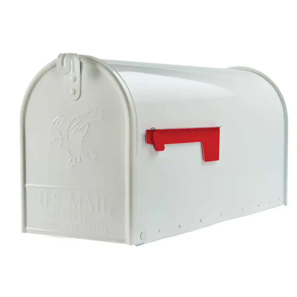 White Large Post Mount Mailbox Steel Rural Galvanized Extra Heavy duty Mail High