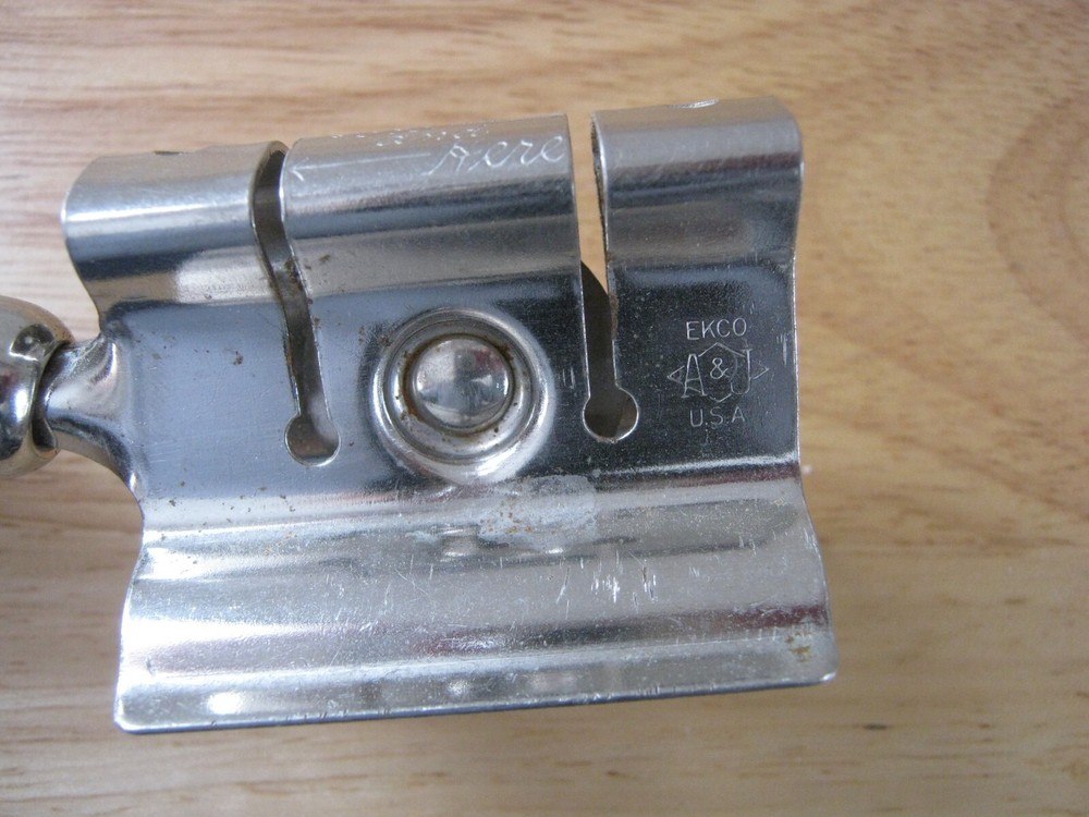 Vintage EKCO A&J Pull-Through Kitchen Knife Sharpener with Red Wooden Handle