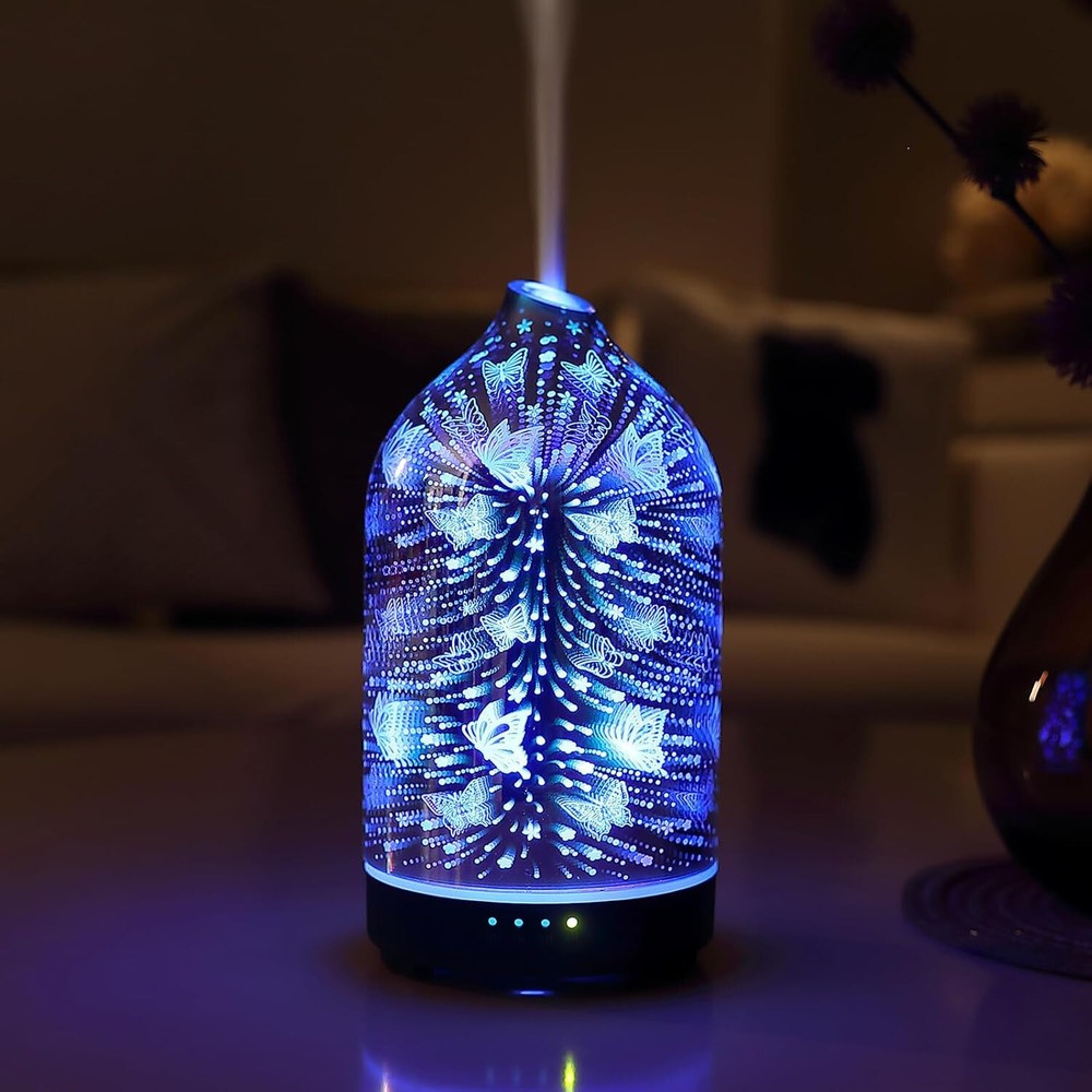 Essential Oil Diffuser Hand Blown Glass Aromatherapy Diffuser - Ultrasonic Cool