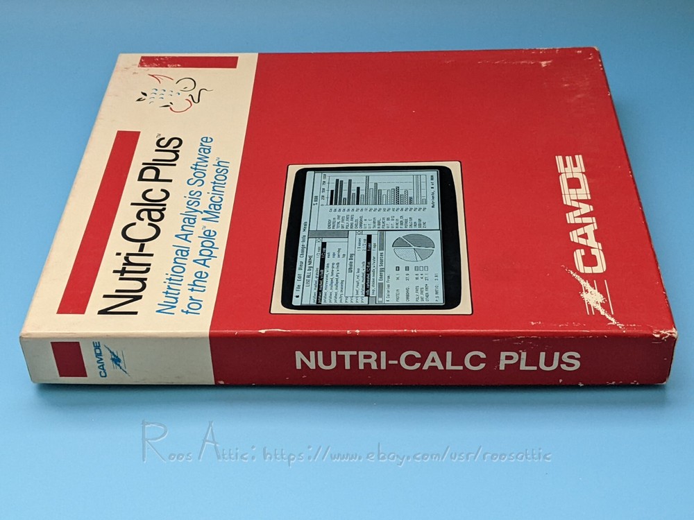Nutri-Calc Plus Nutritional Analysis Software Apple Macintosh Camde 1986 Vintage