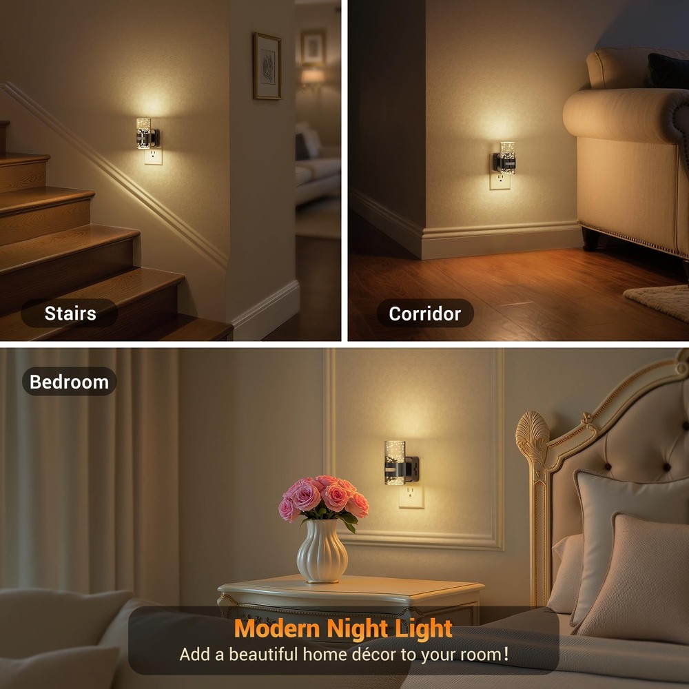 JandCase Motion Sensor Night Light, Night Lights Plug Into Wall, 2 Pack 3000k LE
