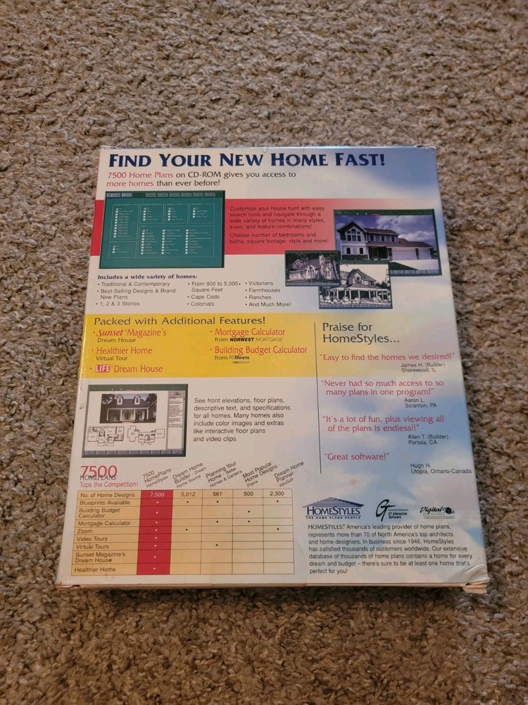 VINTAGE HomeStyles 7500 Home Plans Design Software (PC,) CD-ROM Set