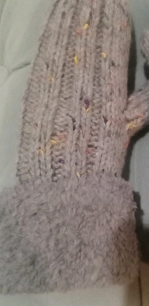 Grey/With Colorful Specks Knit Mittens Lined