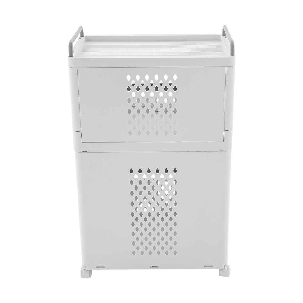 2-tier Movable Laundry Basket Laundry Hamper w/ Wheels Laundry Stackable Basket