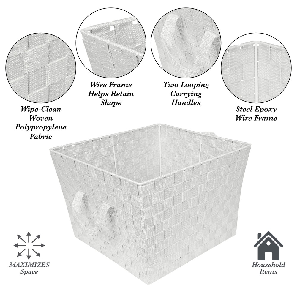 Storage Bin with Strap Handles in Gray