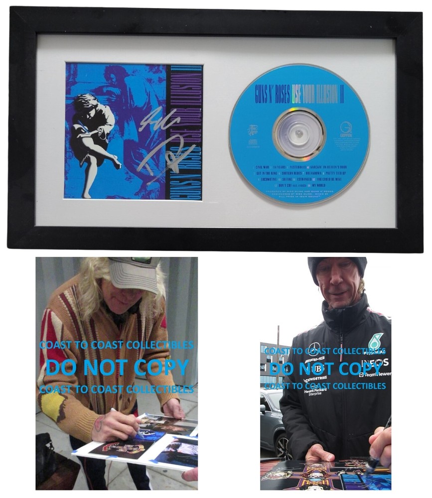 Duff McKagan Steve Adler Signed G.N.R Use Your Illusion II CD Proof COA Framed
