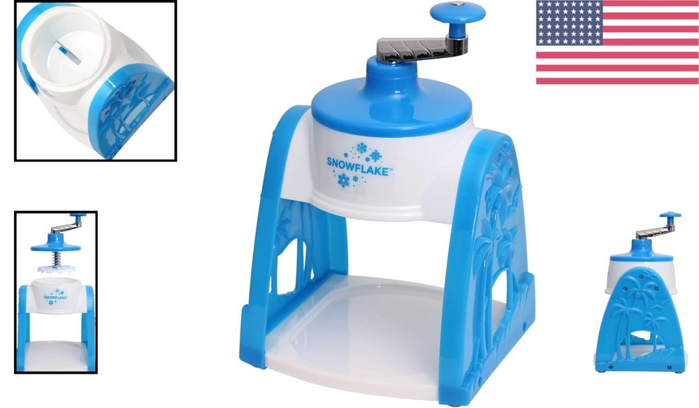 SnowFlake Hand-Crank Snow Cone Maker - Fluffy Ice Shaver with Stackable Molds