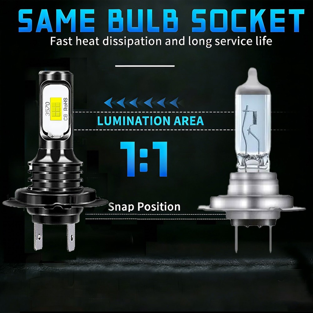 H7 + H7 LED Headlight KIT Combo Bulbs High Low Beam Super Bright White 10000K