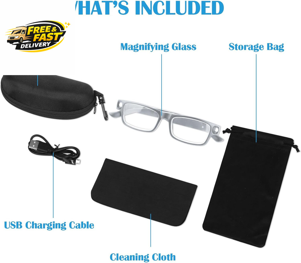 200% Magnifying Glasses with Light,Usb Rechargeable LED Lighted Magnifying