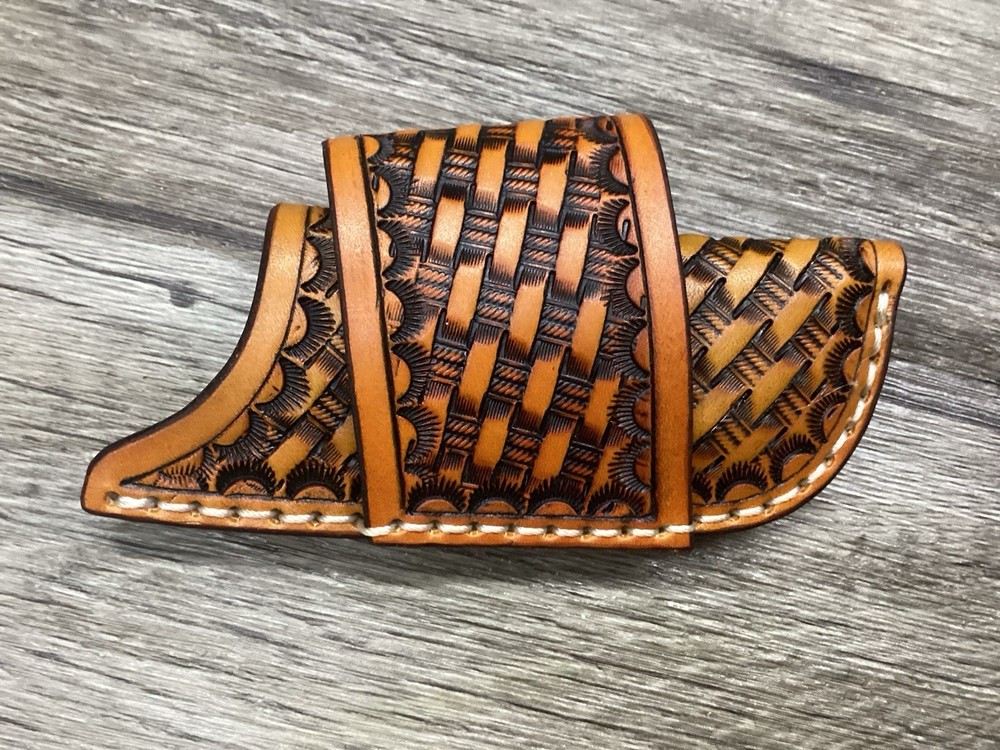 Leather Folding Knife Sheath Horizontal Buck 112 Size (Sheath Only)