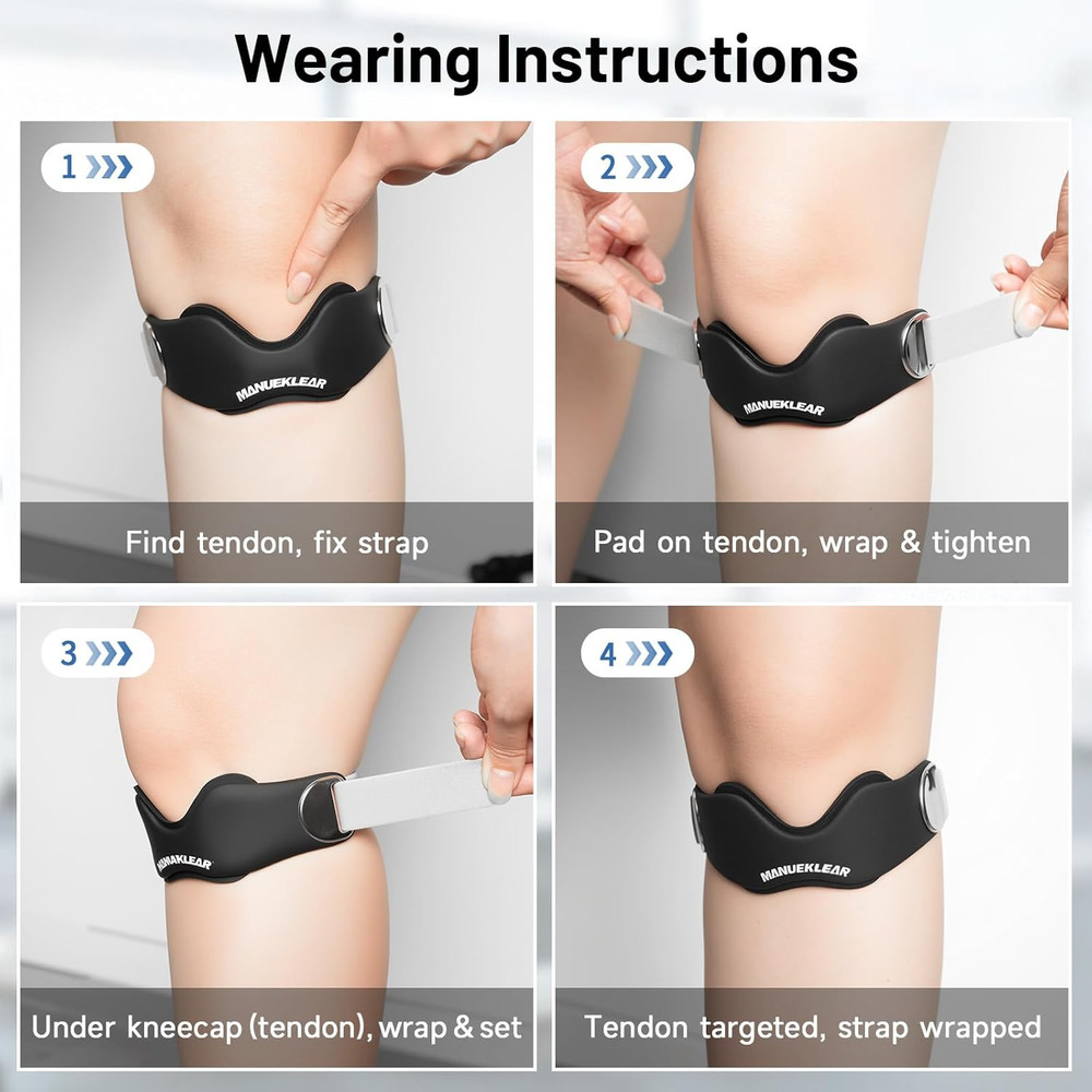 MANUEKLEAR V-Shaped Patella Bands, Adjustable Flex Wrap Patellar Tendon Support