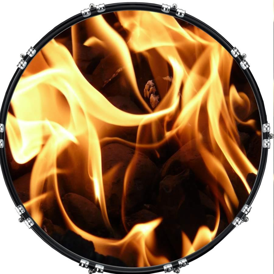 20" Custom Bass Kick Drum Front Head Graphical Fire 2