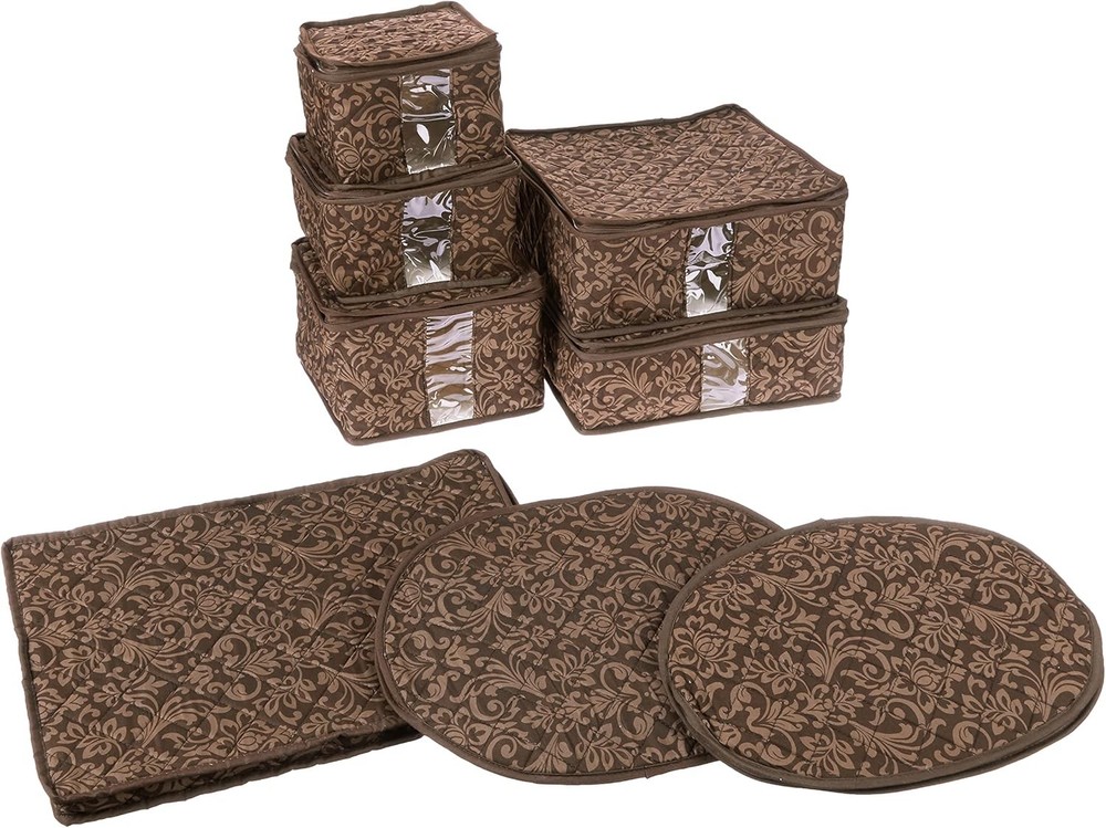 8-Piece Storage Containers Set – China Beige Quilted Stackable Dish & Plate