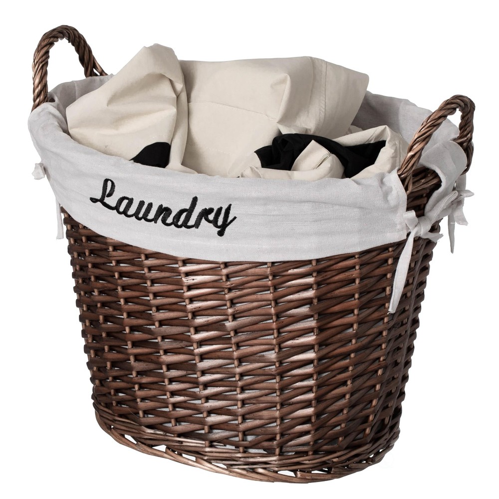 Handwoven Laundry Basket with Liner & Handles - Boho Decorative Storage Hampe...