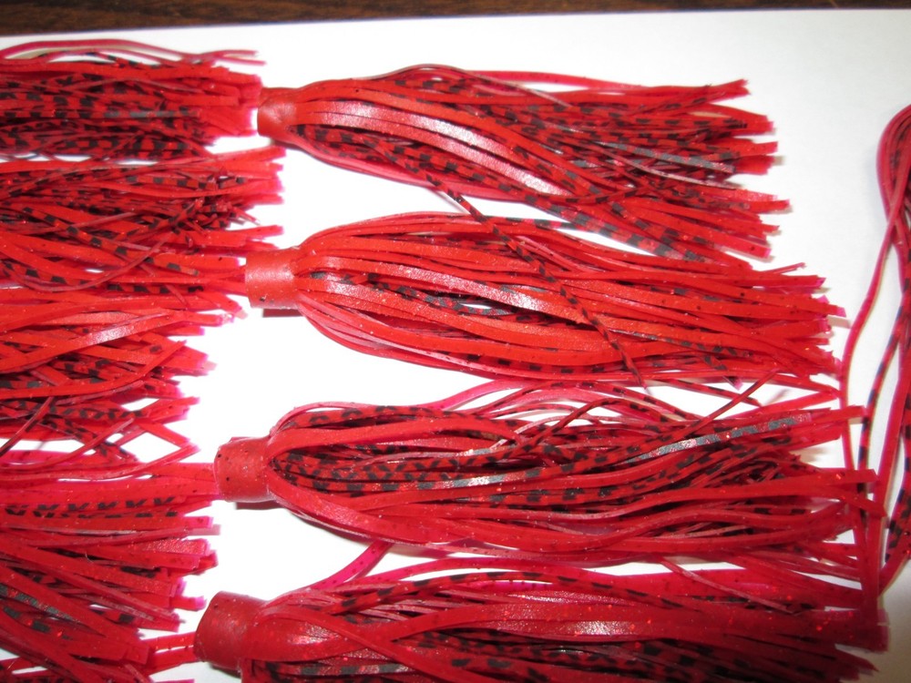 25 - QUICK CHANGE SILICONE RUBBER SKIRTS - 3" LONG - RED AND BLACK