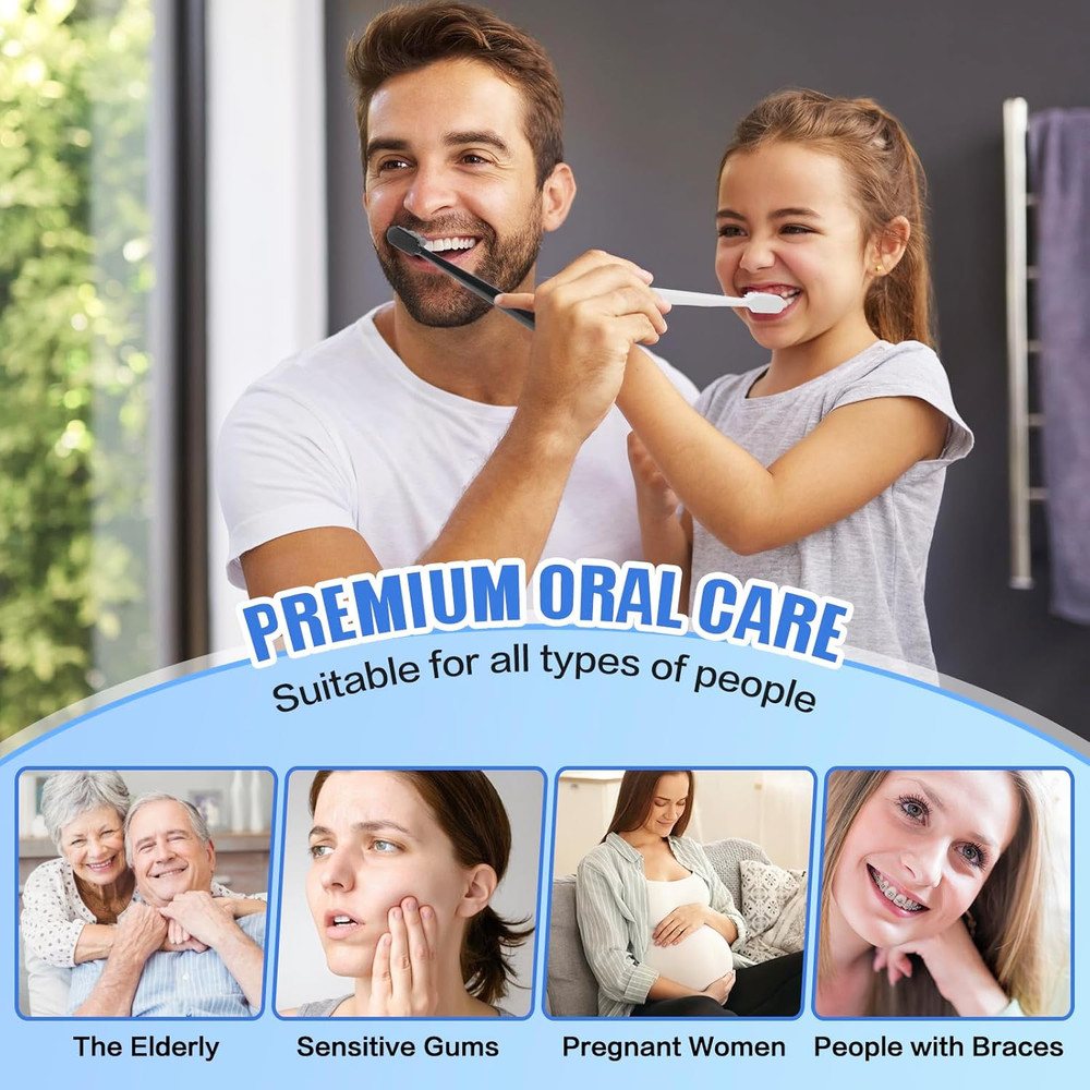 Extra Soft Toothbrushes (6 Pack) - 20,000 Ultra Soft Bristles for Sensitive Teet