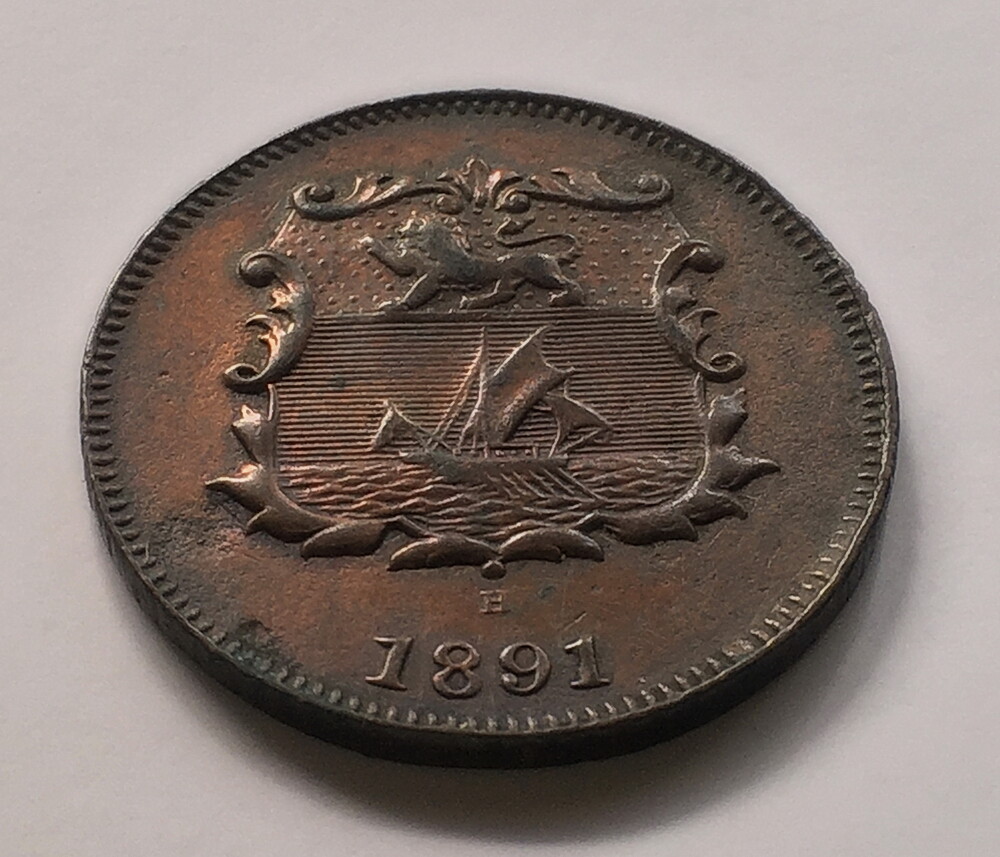 BRITISH NORTH BORNEO 1891 1/2 HALF CENT KM1