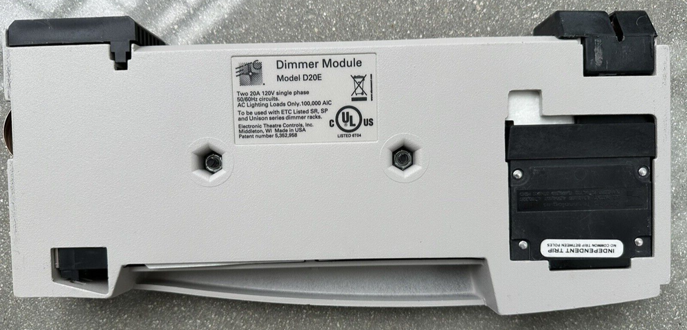ETC D20E : dual 20AMP / 120V : DIMMER MODULE for SENSOR+ & UNISON rack : d20 e