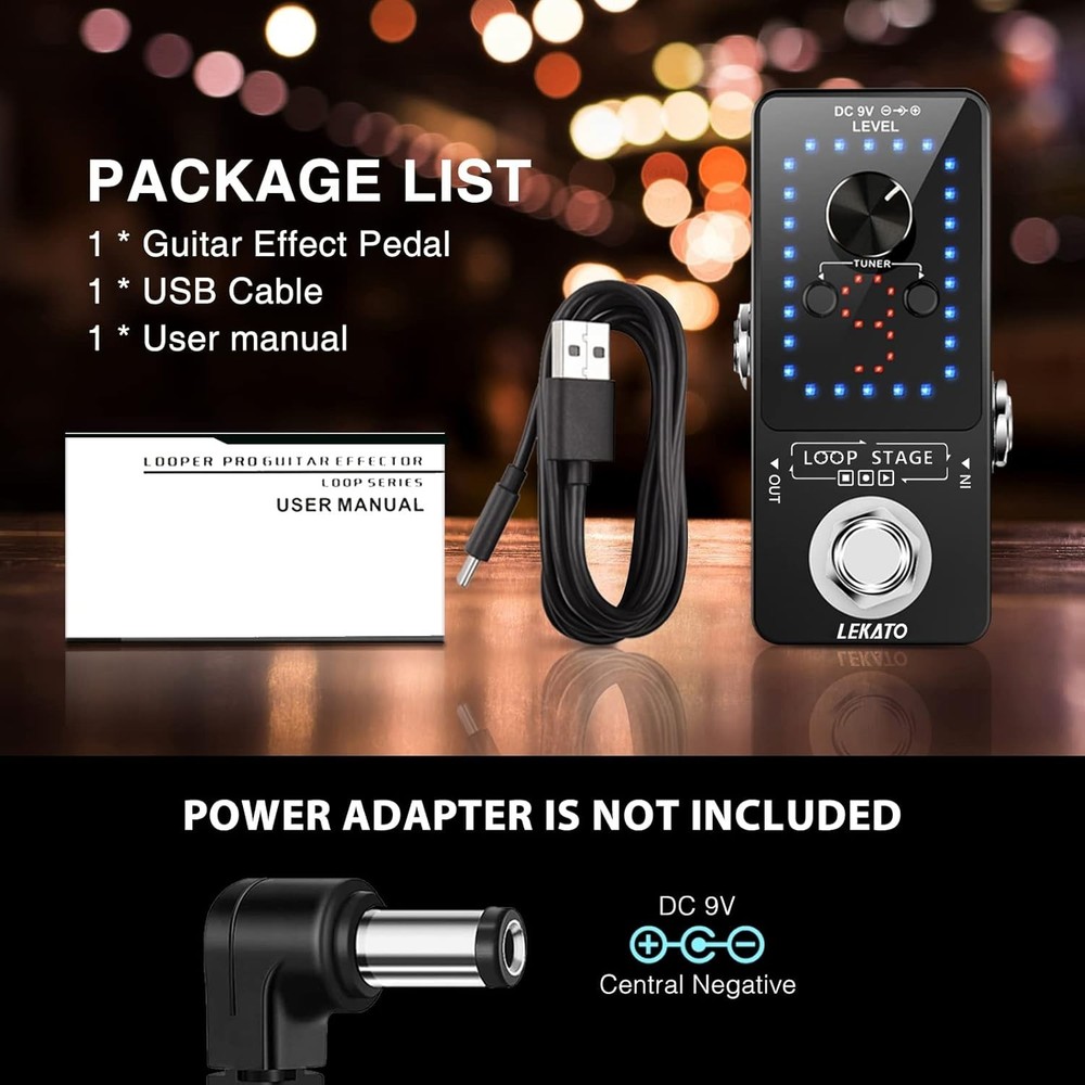 9-Loop Guitar Pedal with 40min Record Time - Black