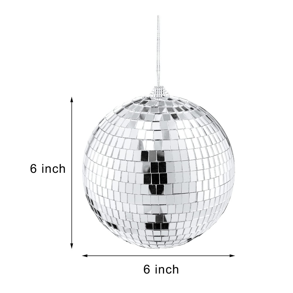 4 Pack Mirror Disco , 6 Inch Cool and Fun Silver Hanging Disco with Attached ...