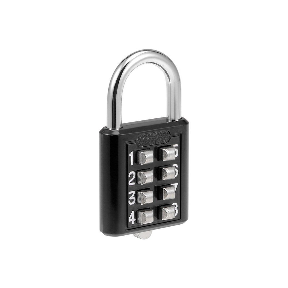 8-Digit Push Button Lock Black Cabinet Combination Padlock , 1Pcs