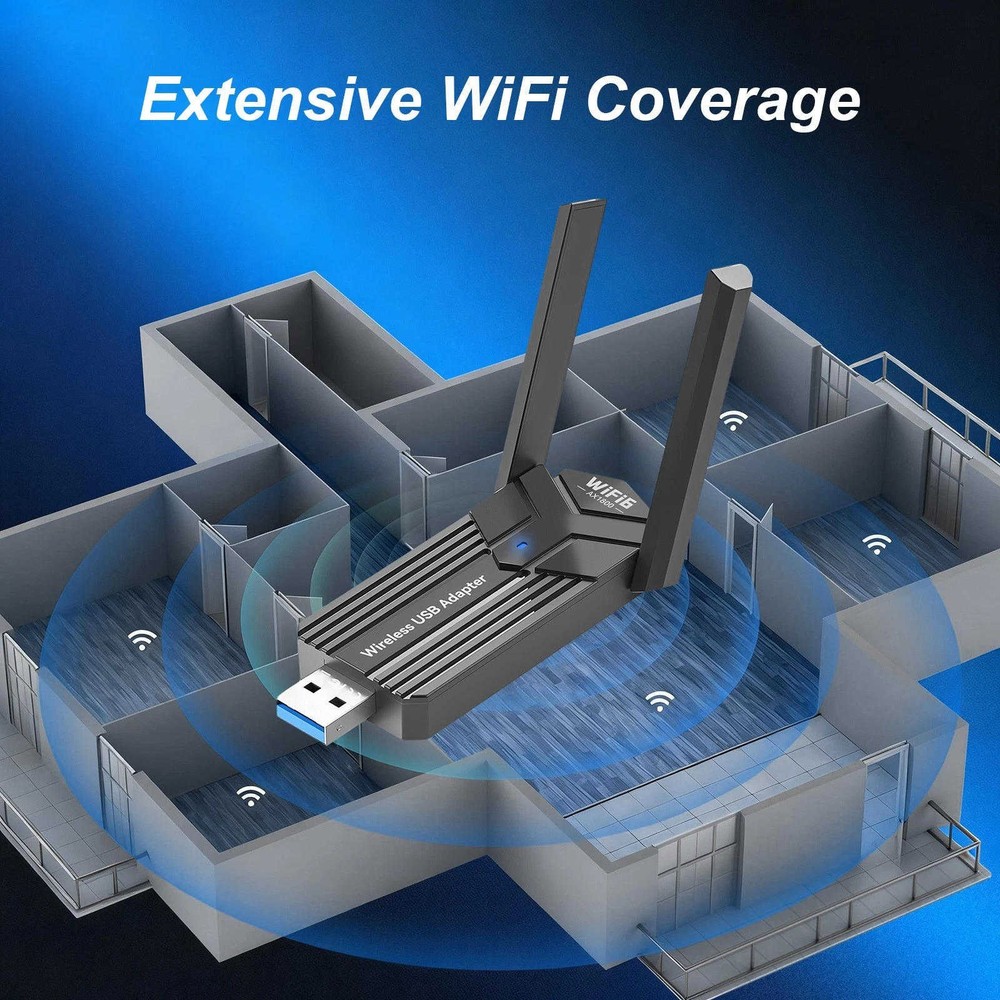 WiFi 6 USB Network Adapter AX1800 for Computer Desktop with Rotatable Antennas