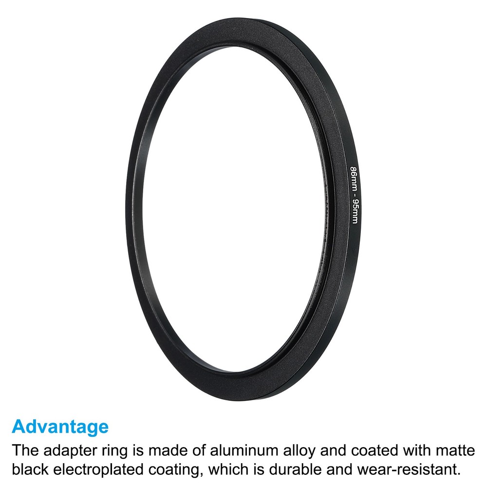 86mm-95mm Metal Step Up Ring, Camera Lens Filter Adapter Ring Black