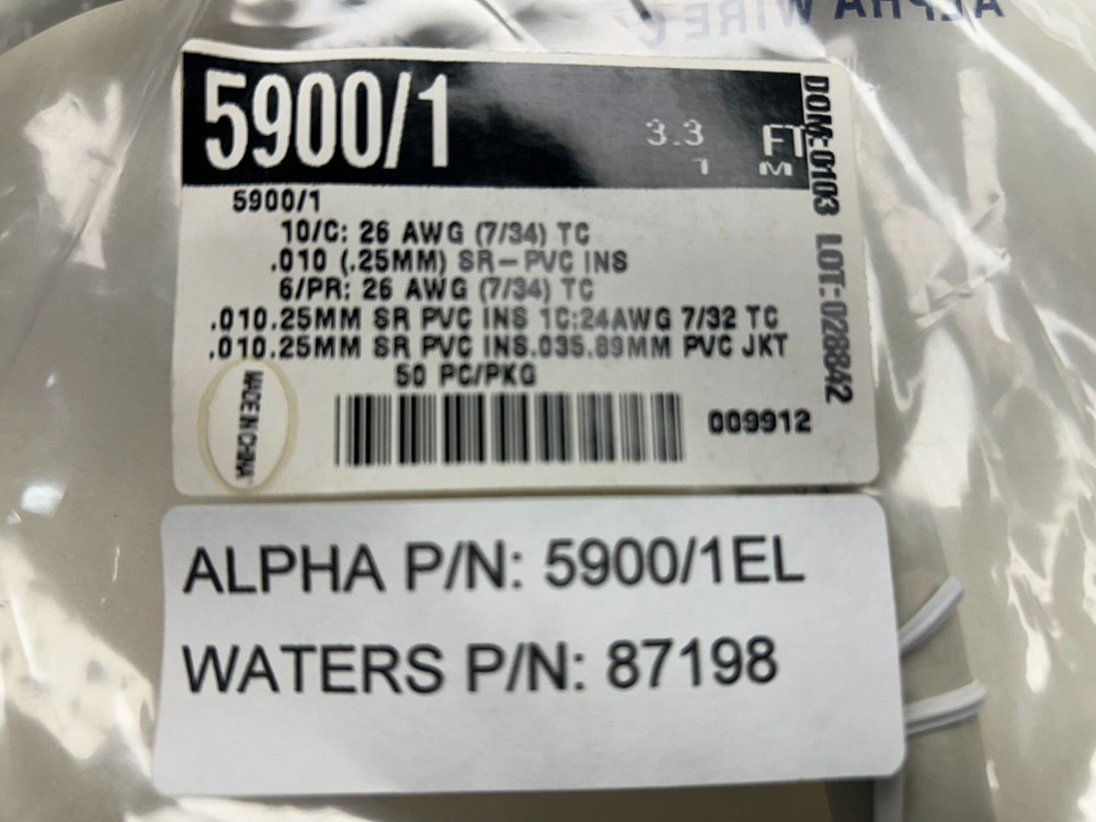 Alpha 5900/1EL Waters WAT087198 Cable, New!!!
